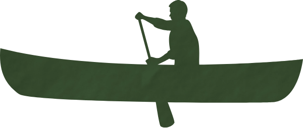 人が舟を漕いでいる様子の緑のシルエット